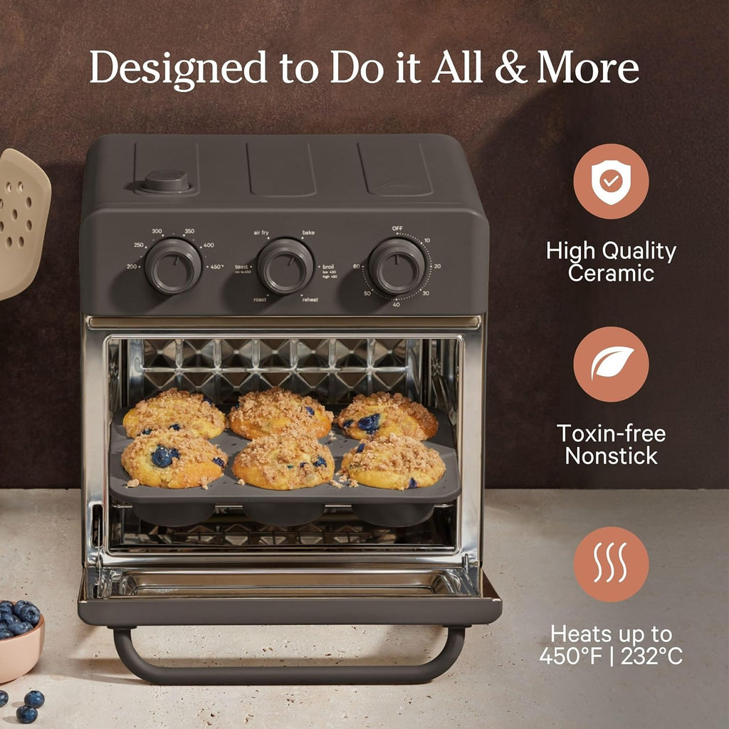 Our Place Wonder Oven - 6-in-1 Air Fryer & Toaster Oven with Steam Infusion | Nonstick Ceramic Bakeware Set (Round, Square & Muffin Pan)
