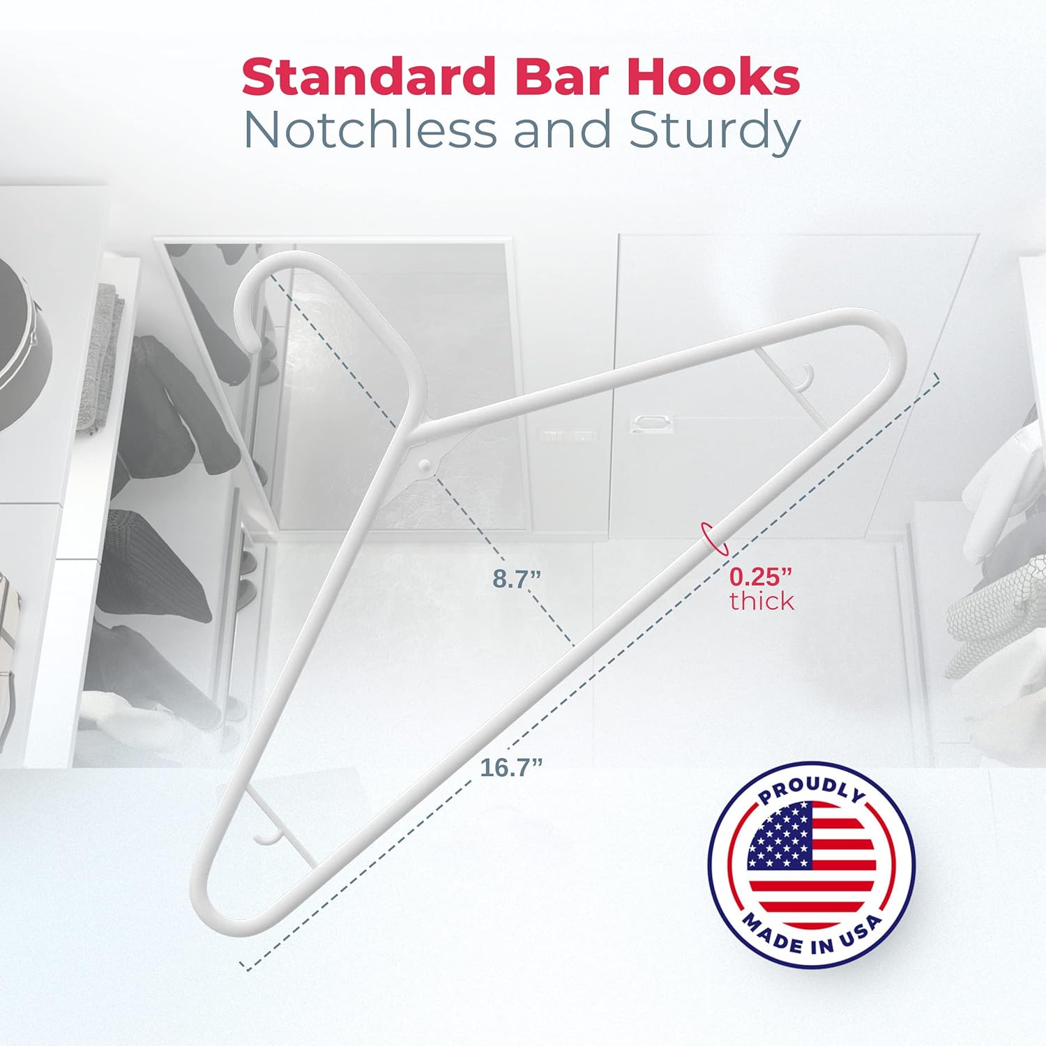 Neaties Plastic Hangers 30 Pack - Durable 6lb Capacity Clothes Hangers with Strap Hooks - White