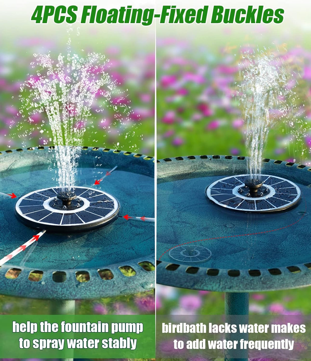 SZMP Solar Fountain - Upgraded 100% Glass Panel, 3.5W Floating Water Pump with 2000mAh Battery & 7 Nozzles | Ideal for Garden & Pond