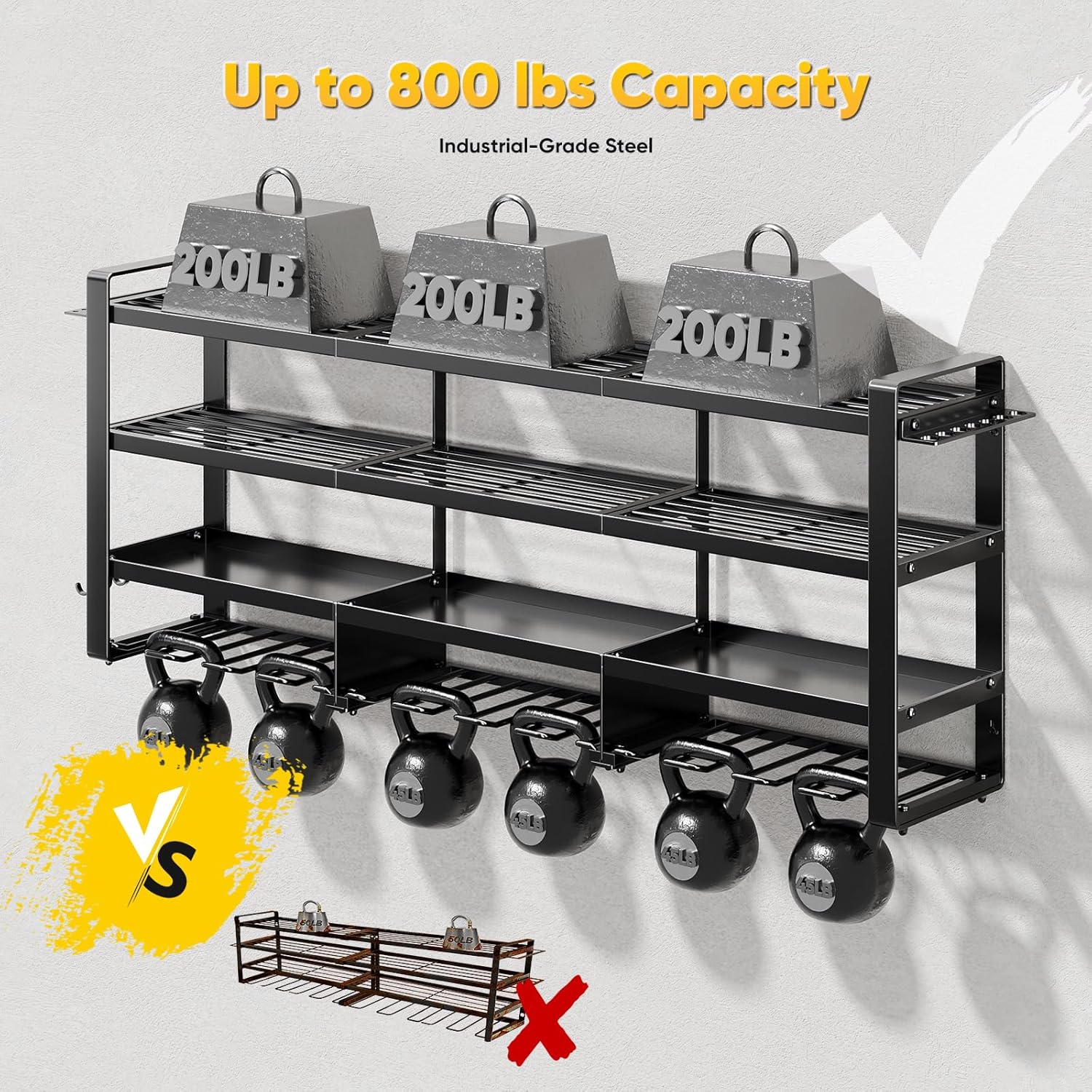 POKIPO 49" W Heavy-Duty Power Tool Organizer - Wall Mount Storage Rack for 12 Cordless Drills | 800 lbs Capacity