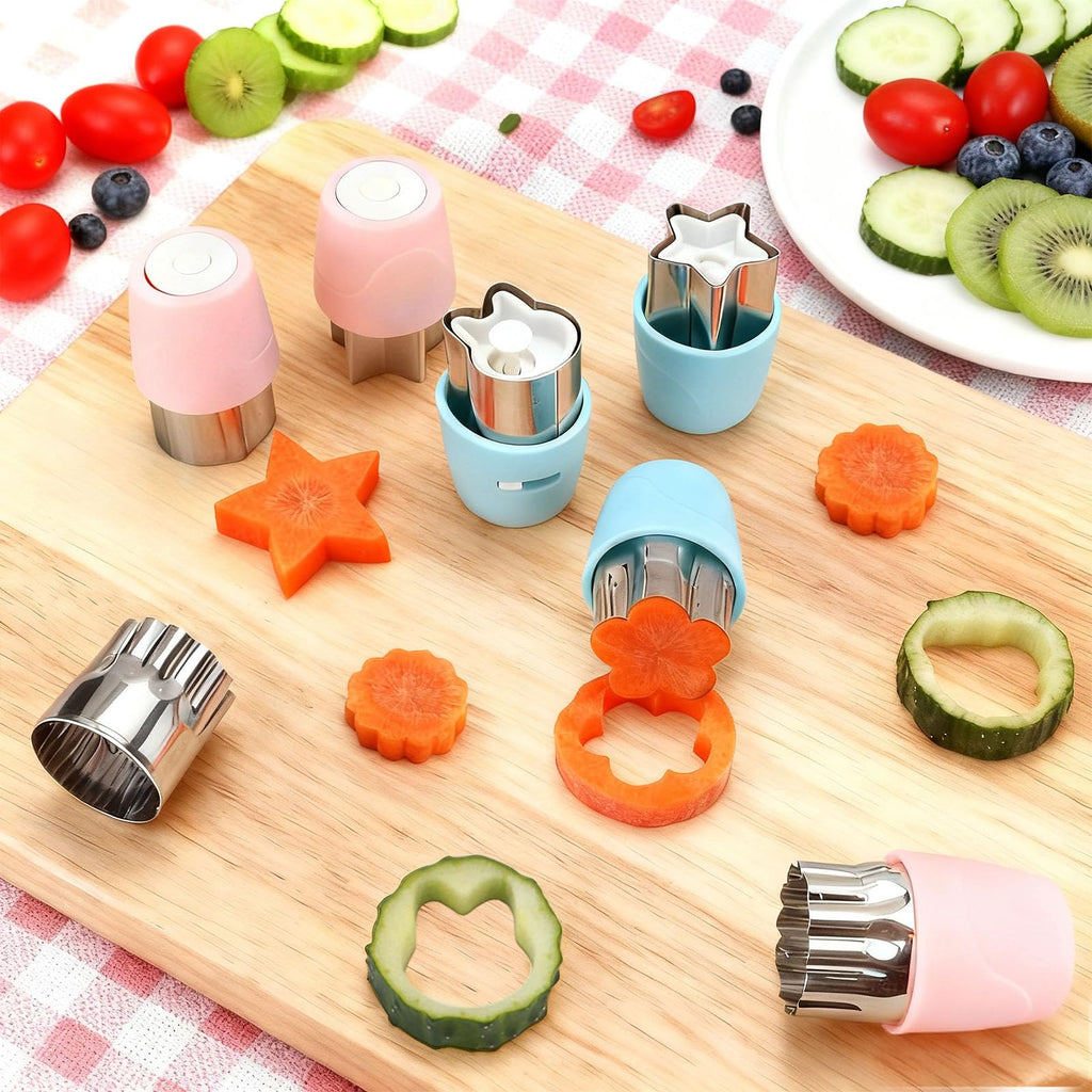 CHICHAUS 20Pcs Cookie Cutters & Biscuit Cutter Set - Multi-Shape Fruit/Vegetable Cutters for Kids Lunch Accessories, Food-Grade Stainless Steel Molds for Home Baking (PINK)