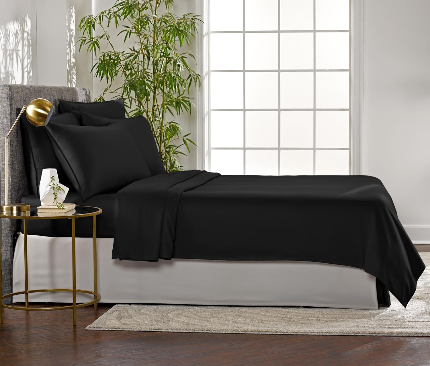Pure Bamboo King Sheets - Luxuriously Soft & Cooling 100% Organic Viscose Bed Set | Black, 2-Year Quality Promise