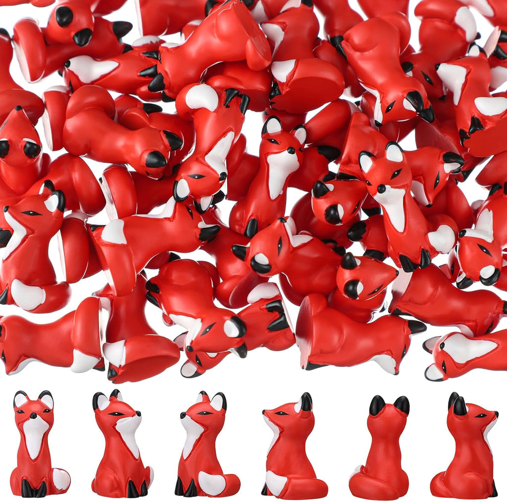 Wesiti Mini Resin Fox Figures - 50 Cute Woodland Animal Statues for Home Decor & Crafts