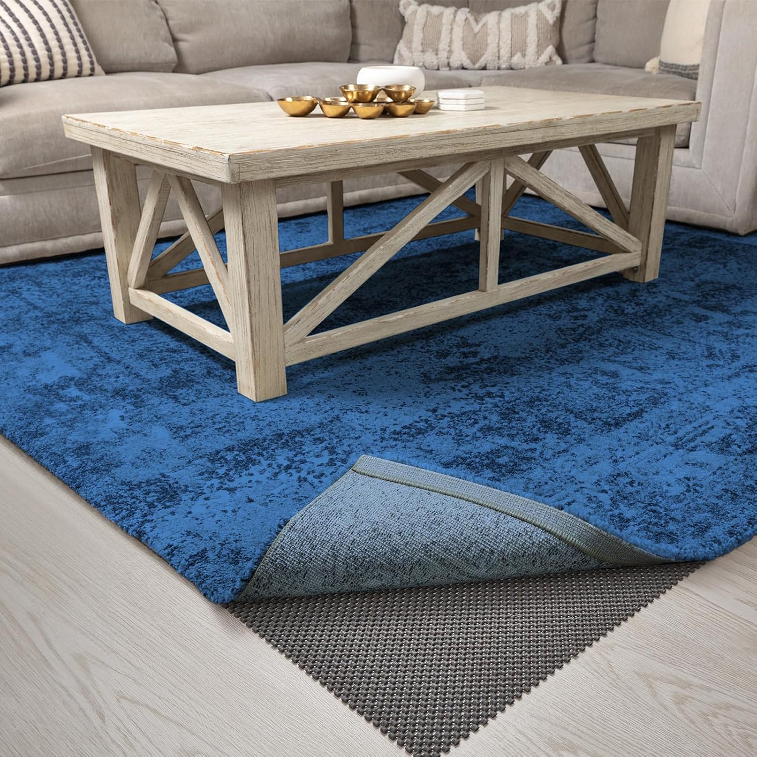 Veken Non-Slip Rug Pad Gripper - Thick Dark Grey 6x9 Ft for Hardwood & Tile Floors | Anti-Skid Mat