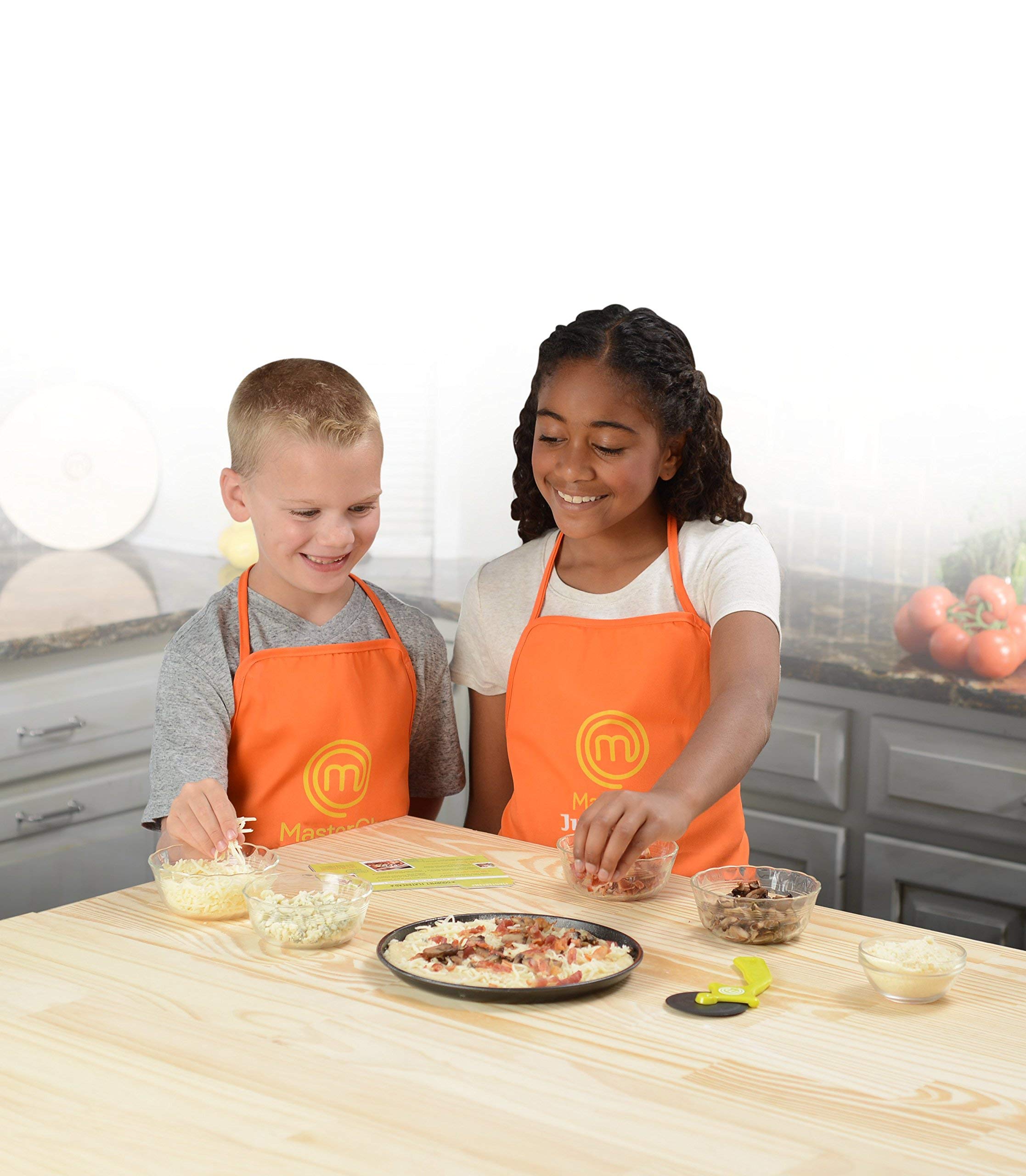 MasterChef Junior Pizza Cooking Set - 5 Pc Kit Includes Real Cookware for Kids w Recipes, Board, Roller - Make Homemade Pizza, Birthday Holiday Gifts