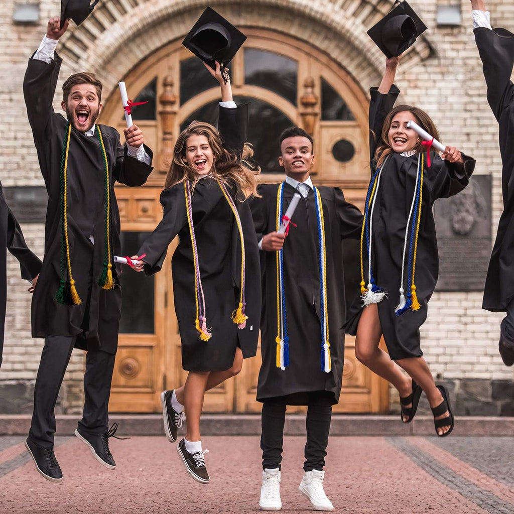 Whaline Graduation Honor Cords - 3Pcs Rayon Braided Tassels for Graduates | Black, Gold, Green
