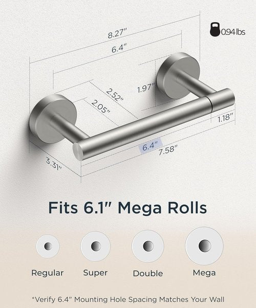 FORIOUS Toilet Paper Holder - Rustproof Stainless Steel Double Post Pivoting Design | Brushed Nickel Finish