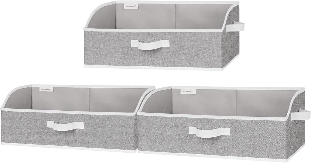 StorageWorks Trapezoid Closet Storage Bins - Foldable Fabric Organizing Baskets, Large Gray, 3-Pack