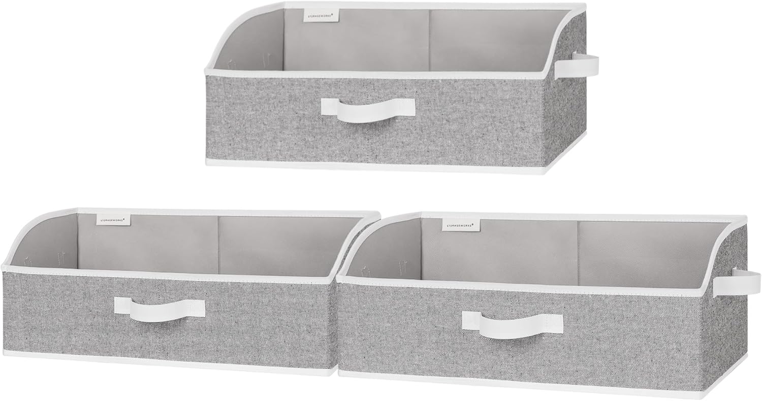 StorageWorks Trapezoid Closet Storage Bins - Foldable Fabric Organizing Baskets, Large Gray, 3-Pack