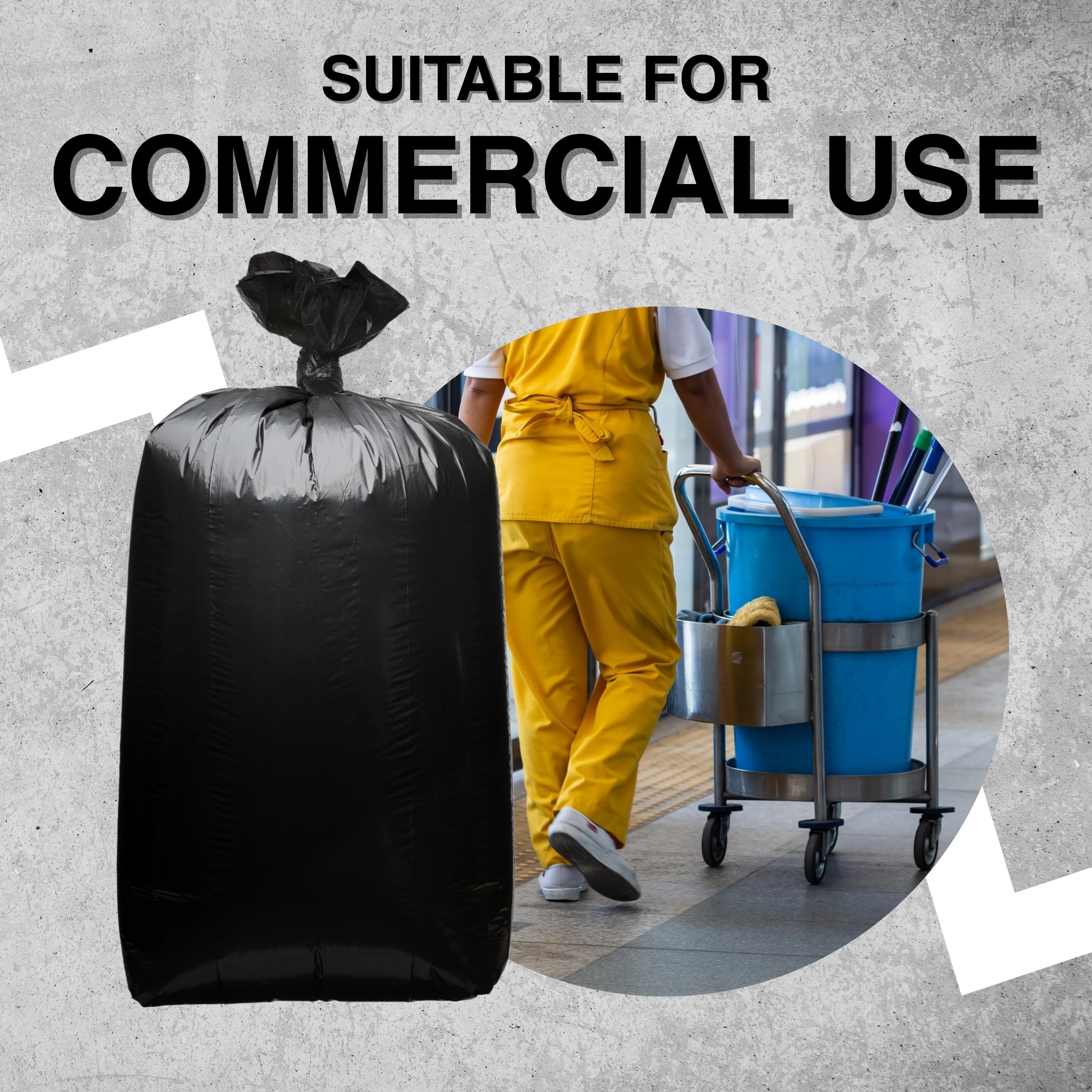 Top Knot Bags 55 Gallon Garbage Trash Bag 38X58" 1.2 Mil Black 100 Count Can Liner Bulk 56 Gallon 57 Gallon 58 Gallon 59 Gallon 60 Gallon 55-60 Gallon Made in USA