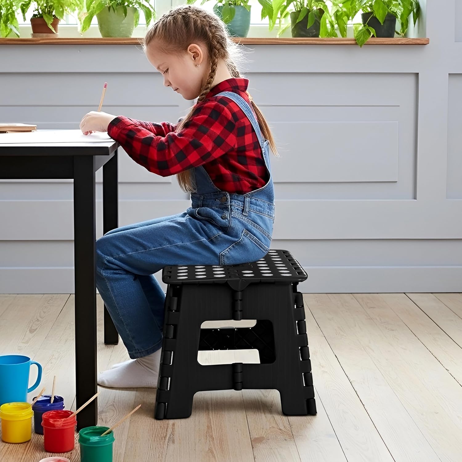 Utopia Home Folding Step Stool - 9-Inch Anti-Slip Collapsible Design | Supports Up to 300 lbs - Black