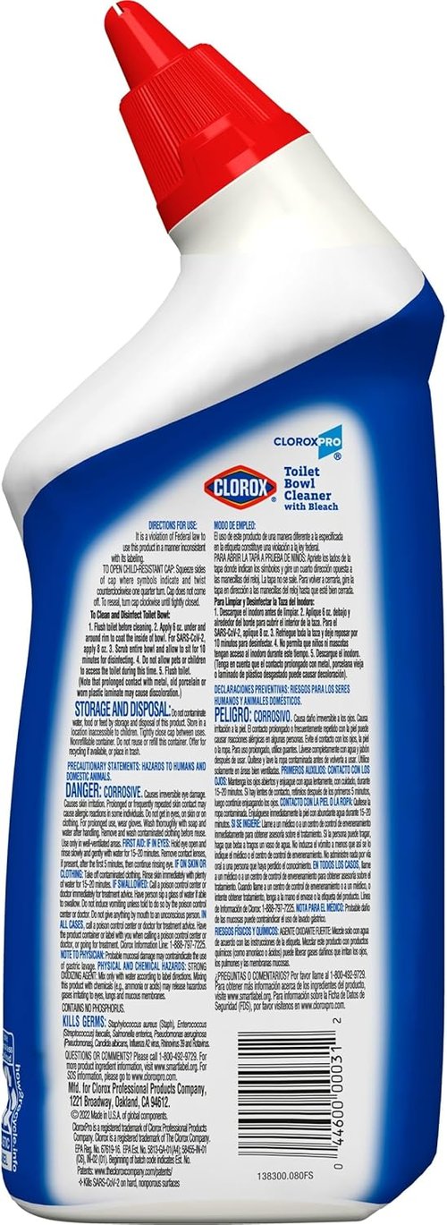 CloroxPro Toilet Bowl Cleaner with Bleach - Fresh Scent, 24 Ounces (Pack of 12) | Commercial Solutions