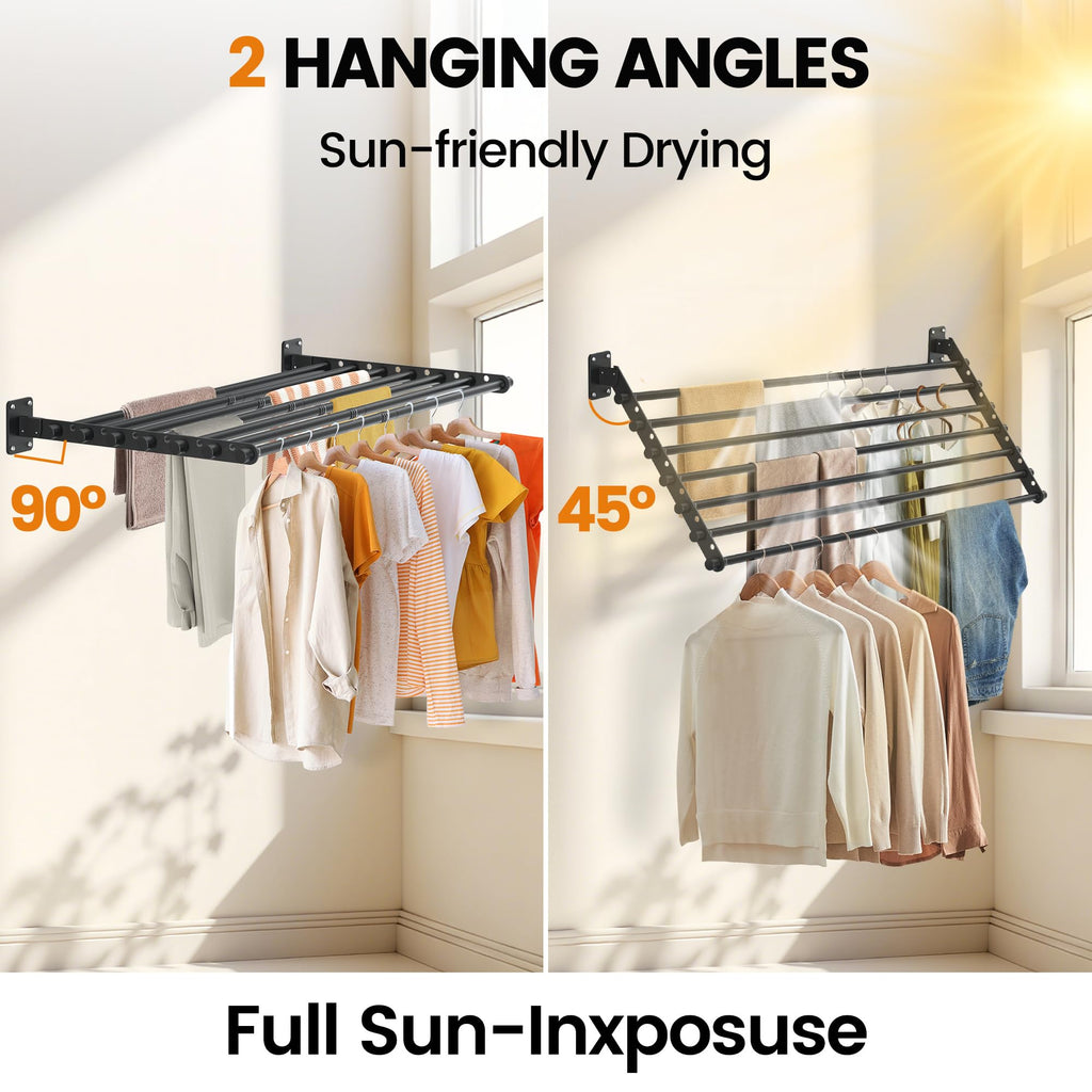 Scisum Wall Mounted Clothes Drying Rack 28 Inch – Foldable Laundry Drying Rack for Wall Mount, Space Saving Indoor Drying Rack for Clothes, Compact & Sturdy Design