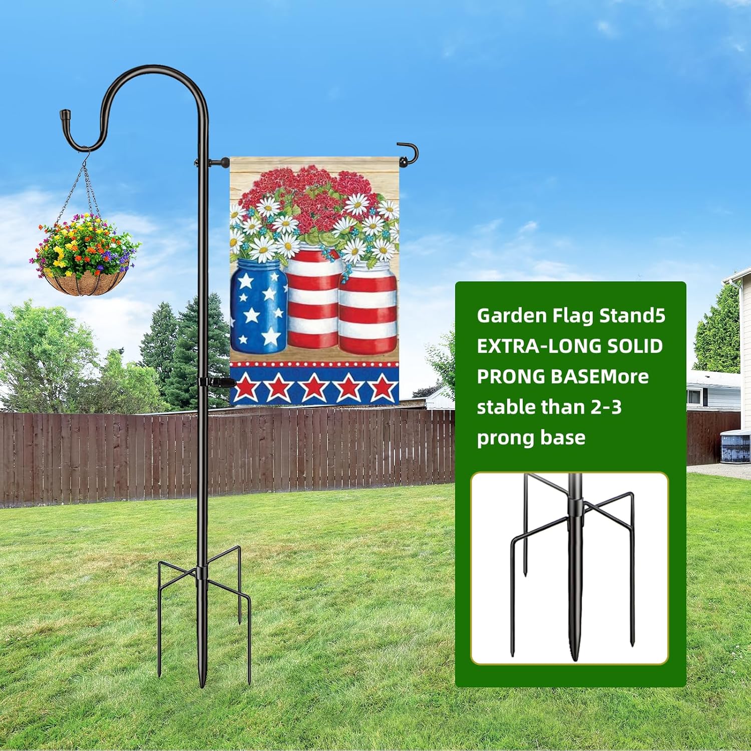 Skiennix 48" Heavy Duty Garden Flag Stand - Rust-Resistant Steel for 12x18 Yard Flags & More