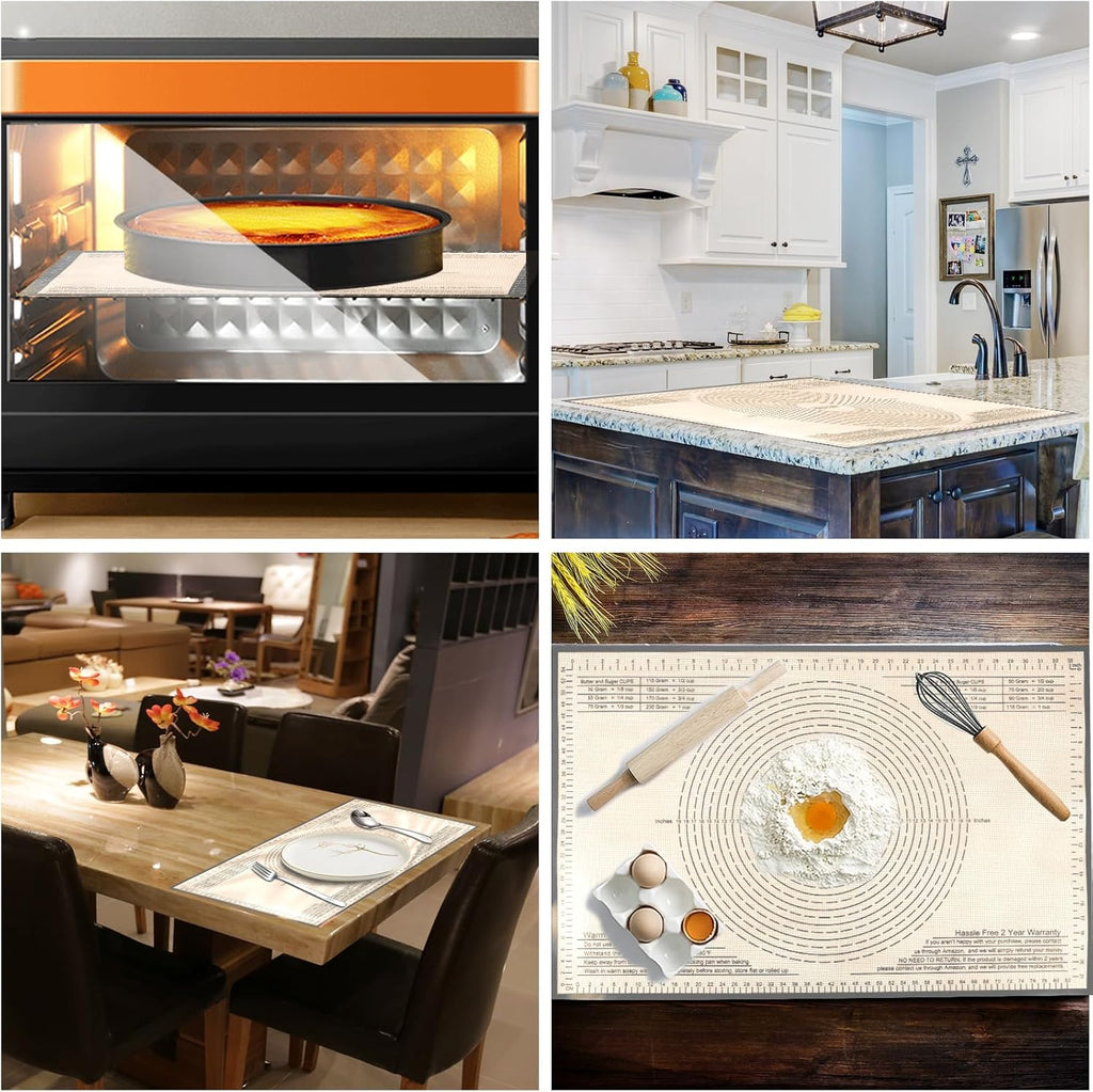 Skiennix Non-Slip Silicone Pastry Mat - 28x20 Inches with Measurements for Baking, Dough & Pastry