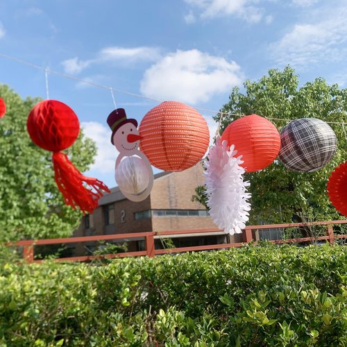 14Pcs Black Red Buffalo Check 3D Snowman Christmas Paper Lantern Decoration, Snowflake Honeycomb Tissue Paper Fan Garland Set, Indoor Outdoor Happy Lunar New Year Ornament Party Supply Kit 12,10,8''