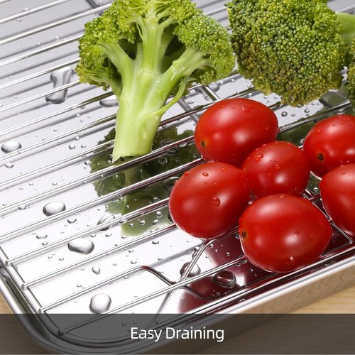 Amrules Baking Sheet Set - 3 Premium Stainless Steel Cookie Sheets with 3 Cooling Racks | Nonstick, Heavy Duty