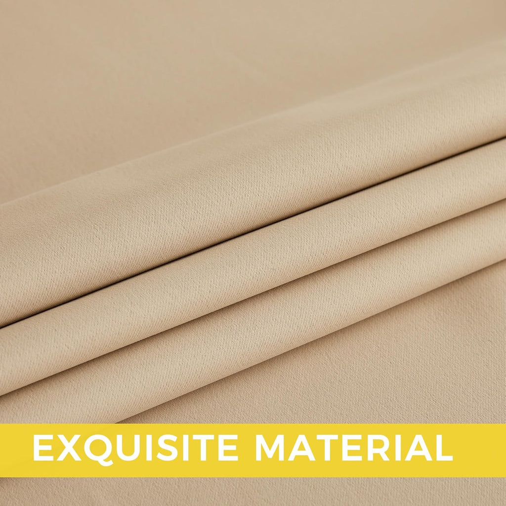 NICETOWN Light Blinds - Thermal Insulated Microfiber Grommet Shades for Kids' Rooms | Biscotti Beige, 1 Pair, W52 x L95