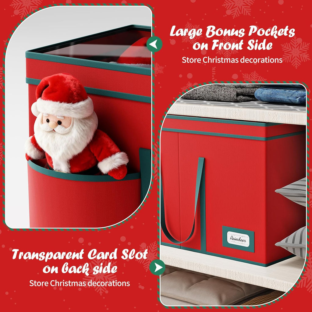 Regine Switzerland Christmas Figurine Storage Box - Large Nutcracker Container with Visible Lid for 15-Inch Collectibles, Red