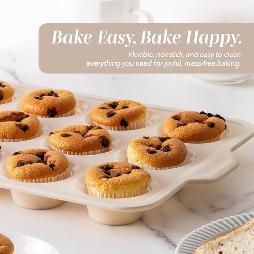 COOK WITH COLOR 17-Pc Silicone Baking Pan Set - Non-Stick Muffin Pans with Sturdy Metal Frame & Easy Clean
