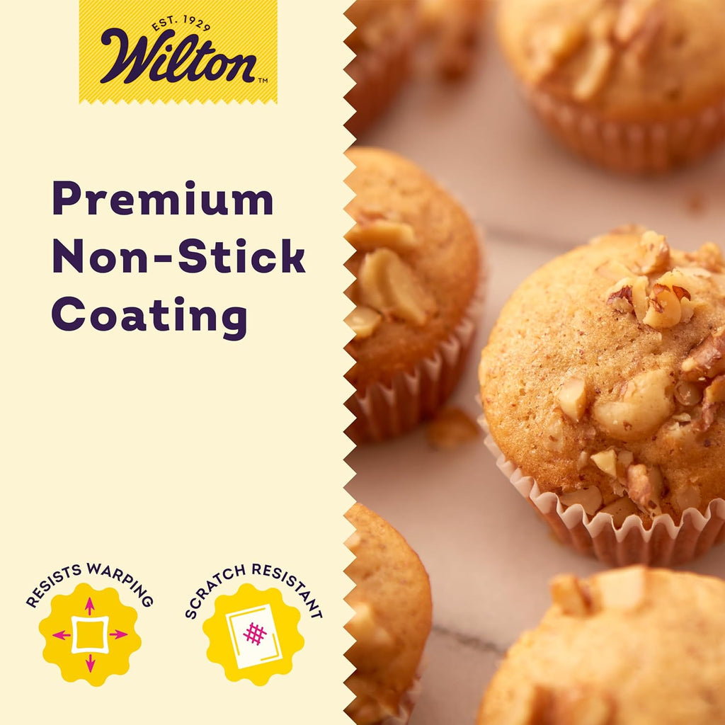 Wilton Gold Non-Stick Mini Muffin Pan | PFAS-Free Bakeware for Perfect Cupcakes & Muffins - 24 Cups, 16 x 10 x 1 Inch