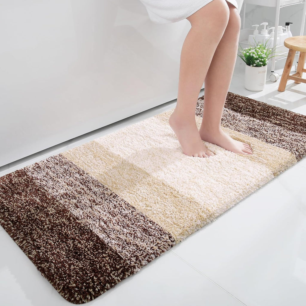 OLANLY Large Bath Rugs - Extra Soft Microfiber with Rubber Backing | Quick Dry, Machine Washable, 45x27, Brown