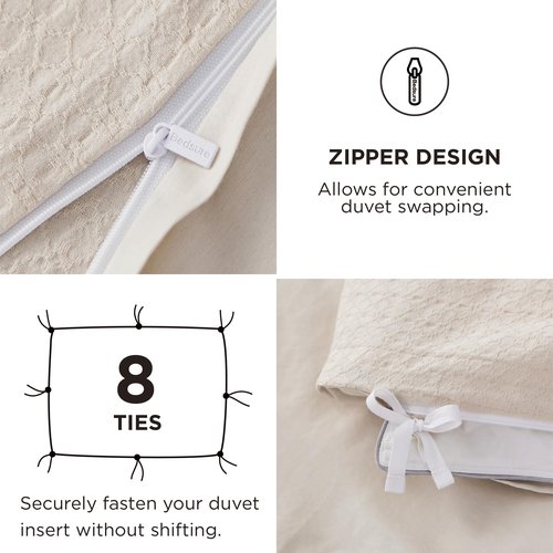 Bedsure Cotton Duvet Cover King Size - Waffle Weave Boho Rhombus Textured Duvet Cover, Soft and Breathable Rhombus Jacquard Bedding Set for All Seasons (Beige, King, 104"x90")