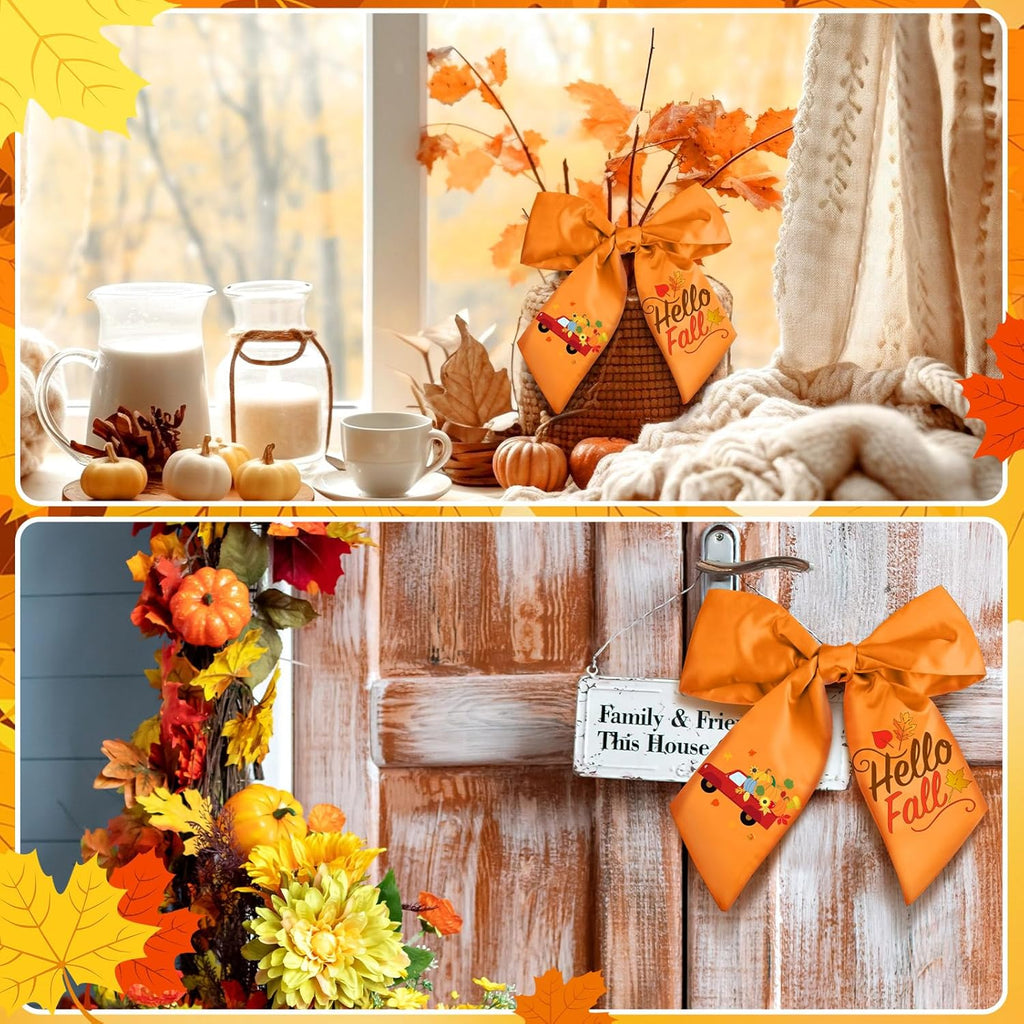 VitalCozy Hello Fall Wreath Sash - Satin Ribbon for Embroidery Monogram | Indoor/Outdoor Decor