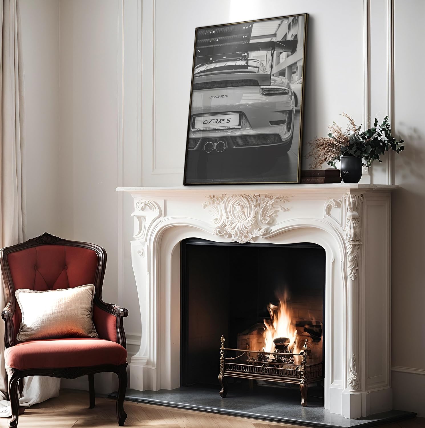 Poster Master Luxury Car Print - Black and White Automobile Photography - Perfect Garage or Bedroom Decor - 8x10 Unframed