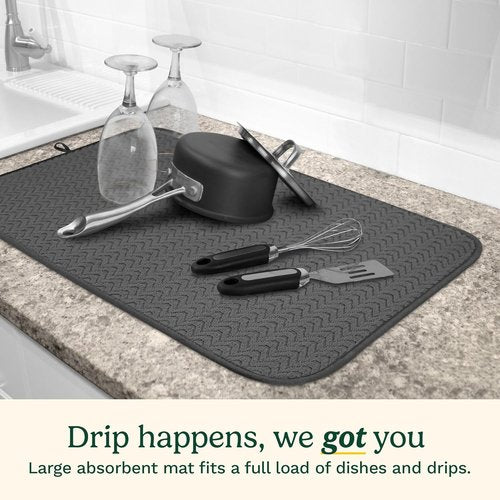 Cuisinart Dish Drying Mats - Ultra Absorbent XL 18" x 24" Geostripe | Foldable & Machine Washable