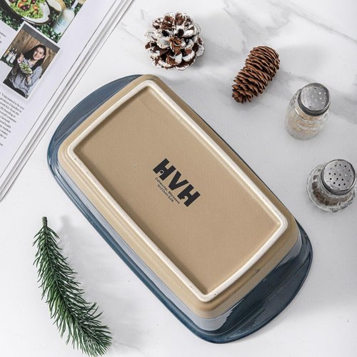 HVH Ceramic Loaf Pan - 9 x 5 Inch Bread Baking Dish | Farmhouse Style in Blue