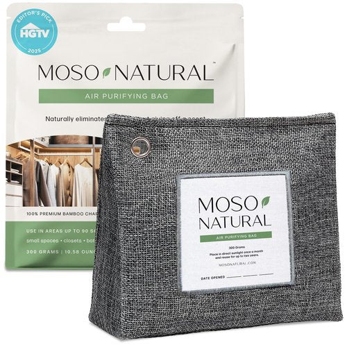Moso Natural Air Purifying Bag 300g (10.58oz) Premium Bamboo Charcoal Odor Absorber for Home & Pet, Closet Odor Eliminator & Small Room Deodorizer, Charcoal Bags Last 2 Years, Unscented