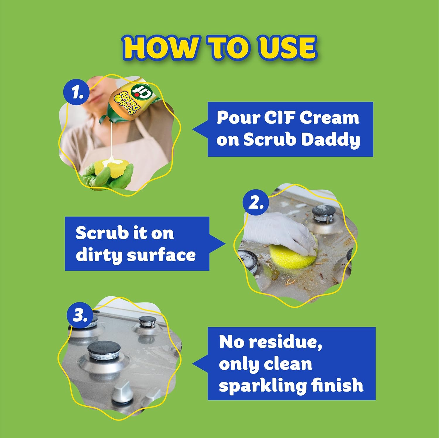 Scrub Daddy Sponges & Cif All-Purpose Cleaner - Non-Scratch Kitchen & Bathroom Cleaning Kit