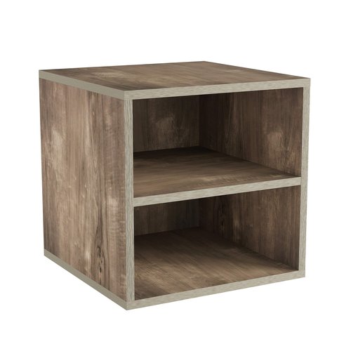 Stackable Cube End Table - Contemporary Minimalist Modular Accent Piece with 2 Shelves for Bedroom, Living Room, or Office by Lavish Home (Gray)