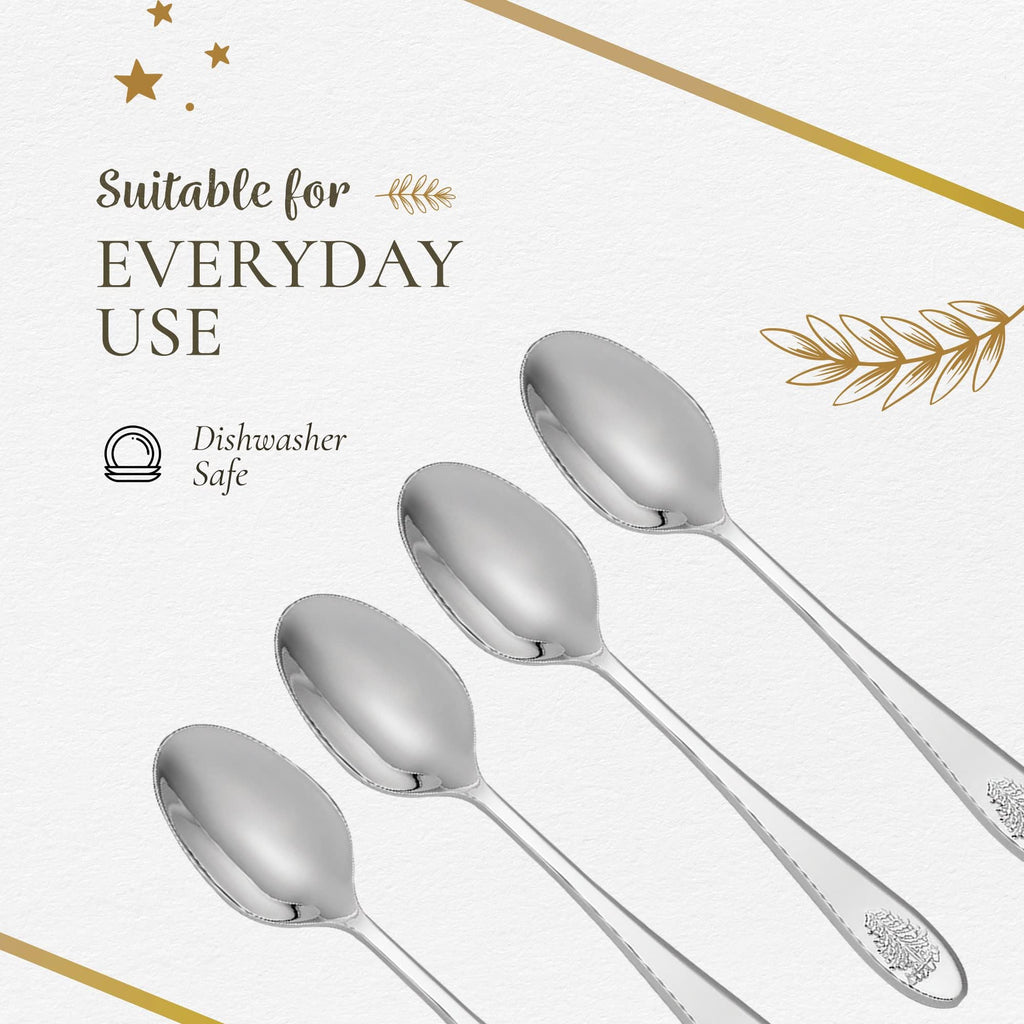 Spode Christmas Tree Collection 20-Piece Stainless Steel Flatware Set - Holiday Cutlery Set - Dishwasher Safe Silverware - 4 Dinner Forks, Salad Forks, Dinner Knives, Tablespoons, Teaspoons