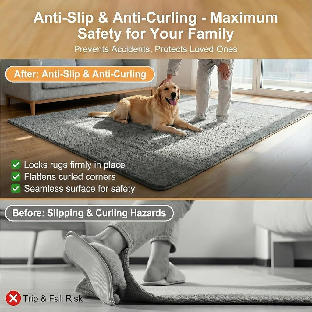 Skiennix 12 PCS Rug Gripper - Non-Slip Double-Sided Carpet Tape for Hardwood Floors | Black