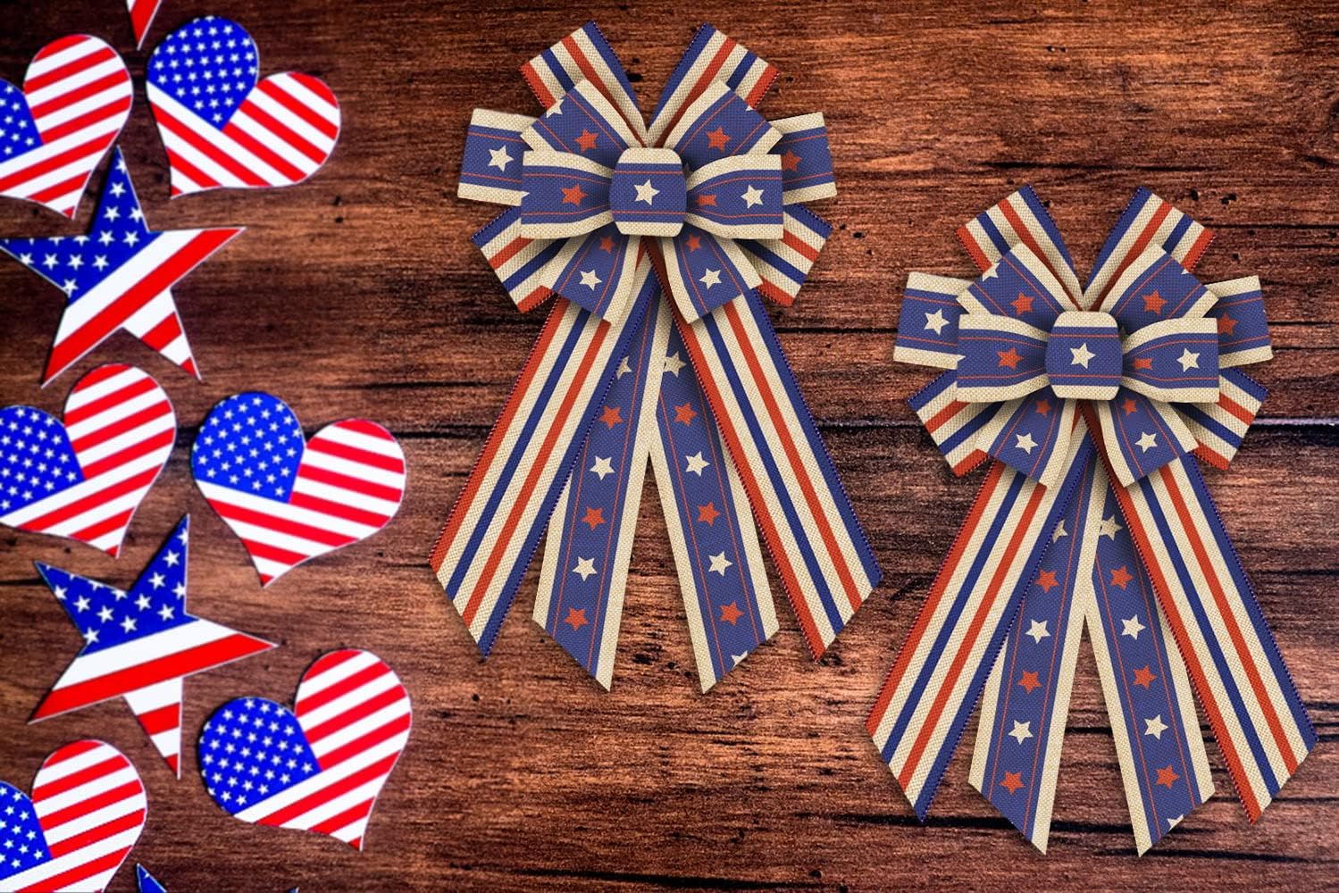 Regine Switzerland Patriotic Independence Day Wreath Bow - July 4th American Flag Burlap Decor