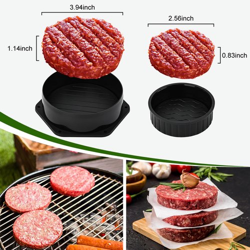 POLIGO Smash Burger Press Kit - 4 in 1 Hamburger Patty Storage Containers,6.69" Round Cast Iron Smash Bacon Press- Non Stick Smash Burger Press Set for Grill and Griddle Cooking