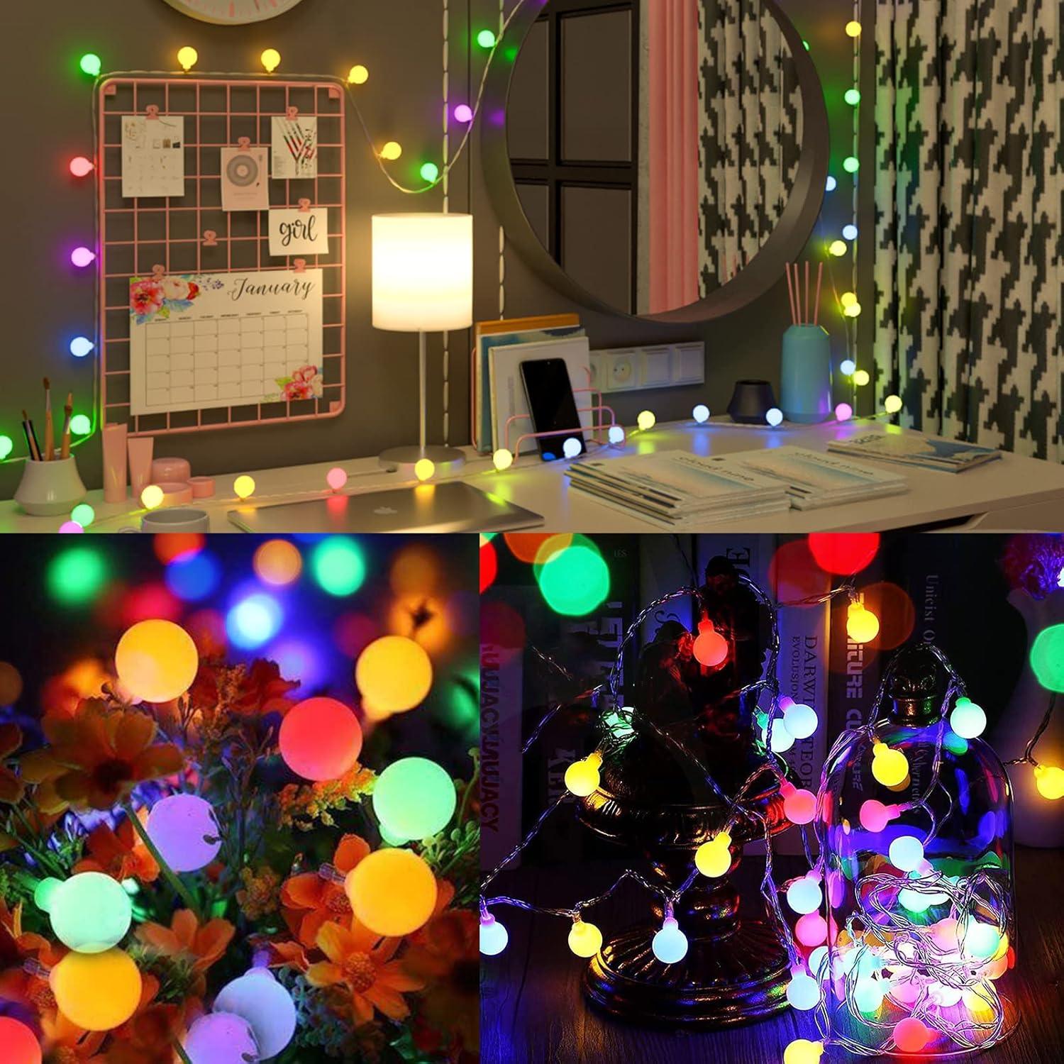 Skiennix LED String Lights - 19 Color Changing Fairy Lights with Remote | 21.3FT, 50 Multicolor Globes for Indoor/Outdoor Decor
