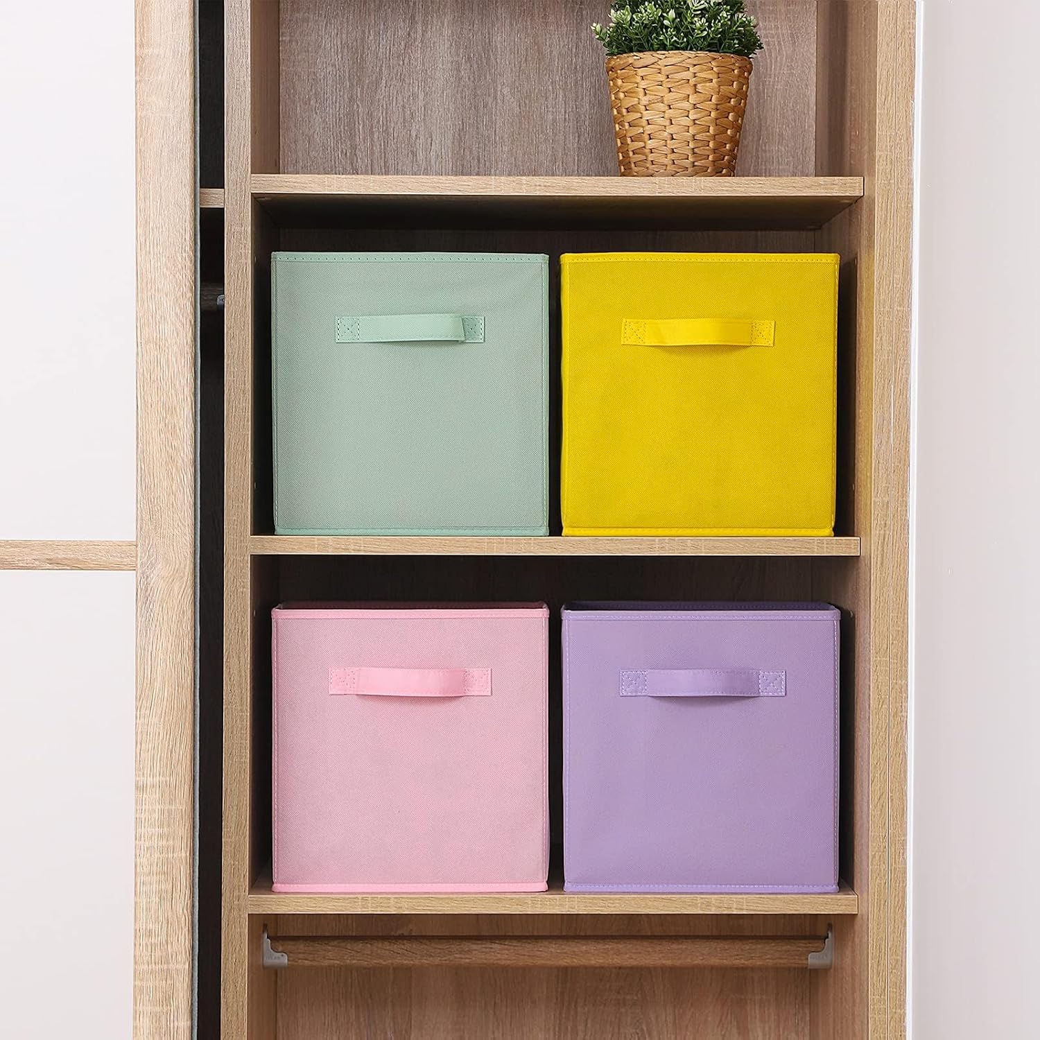 Stero Fabric Storage Bins - Durable 13x13 Inch Foldable Cube Baskets | 6 Pack in Fun Colors for Home Organization