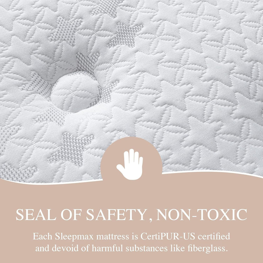 Sleepmax Queen Mattress - 14 Inch Hotel-Collection Hybrid for Pain Relief & Cooling Gel | CertiPUR-US, 365-Night Trial