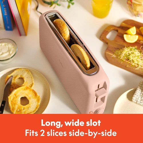 Bella 2 Slice Slim Toaster - 6 Shade Settings with Reheat & Cancel Buttons | 10” Long Slot, Anti-Jam, 900W, Blossom