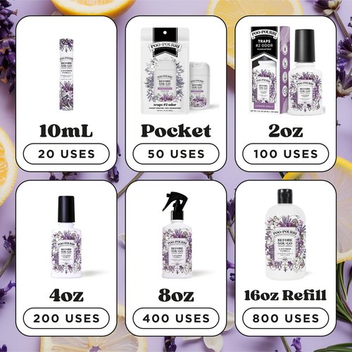 Poo-Pourri Before-You-Go Toilet Spray Refill, Lavender Vanilla,16 Fl Oz, Up to 800 Uses, Bathroom Odor Deodorizer with Essential Oils for Home or Work, Lavender, Vanilla and Citrus Scent