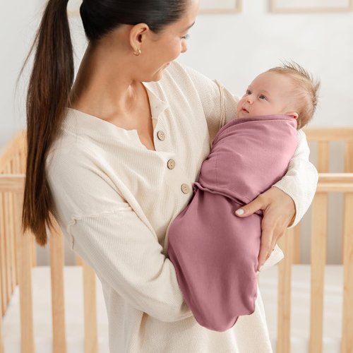 Comfy Cubs Swaddle Blanket Set - 100% Cotton Newborn Wraps for Infants 0-3 Months | Breathable & Durable - Blush, Mauve & Mulberry