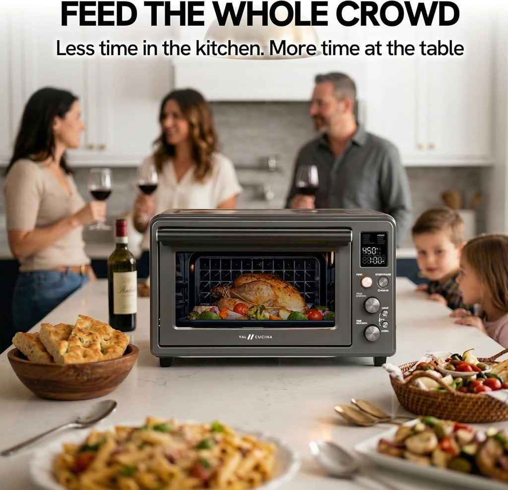 Val Cucina Non-Toxic Enamel Air Fryer Toaster Oven Combo - 26.3 QT Convection Oven | 10-in-1 with Infrared Heating