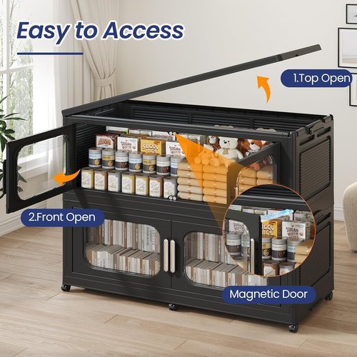 250GAL Extra Large Storage Bins - Stackable Collapsible Containers with Lid & Wheels | 5-Pack Black