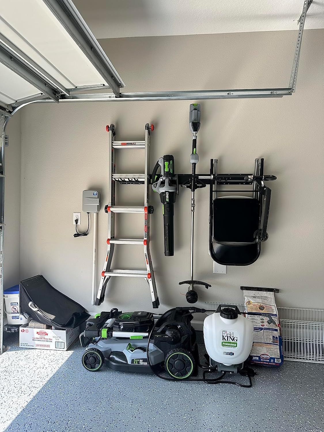 TIDYME Garage Tool Organizer - 48-Inch Wall Mount Storage Rack with Adjustable Hooks | 300lbs Capacity