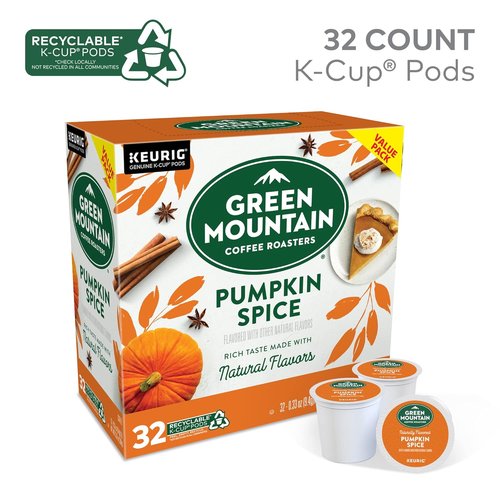 Green Mountain Coffee Roasters Pumpkin Spice K-Cup Pods - Light Roast, 32 Count (Pack of 2)