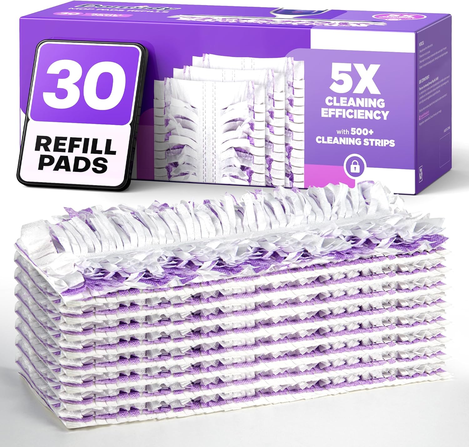 Skiennix 5X Cleaning Power Mop Refills - 30 Count Multi-Surface Replacement Pads for Swiffer Power Mop