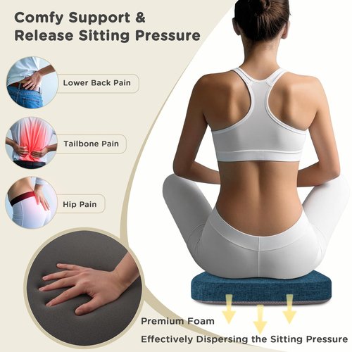 AddGrace Set of 6 Chair Cushions for Metal Dining Chairs 14x14 Chair Pads with Ties Non Slip Thick Seat Cushions with Textured and Removable Cover (6, Navy)